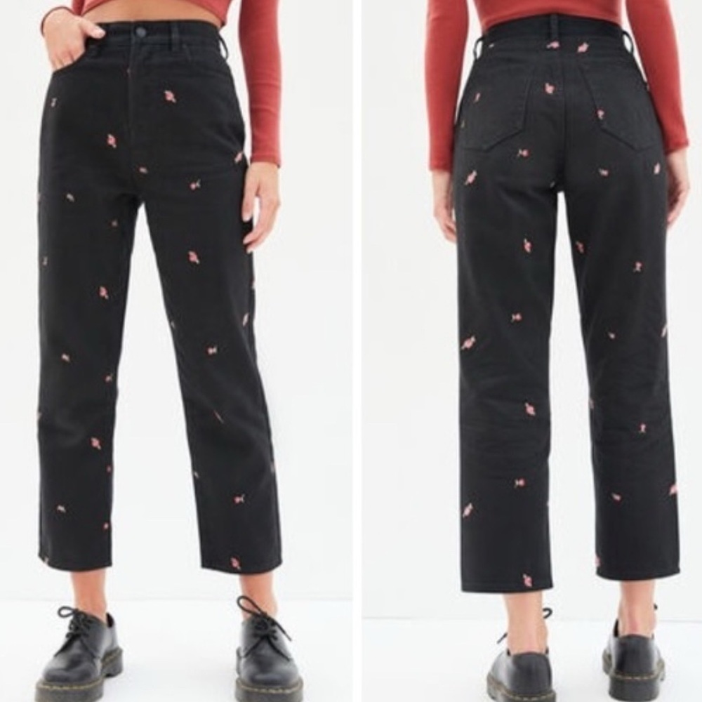 PacSun Black Cropped Jeans with Pink Details